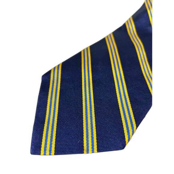 Brooks Brothers Navy with Yellow Royal Blue Stripes Classic Silk Tie - Picture 3 of 9